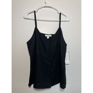 Treasure And Bond Linen Blend Camisole w/button front detail Size M NWT